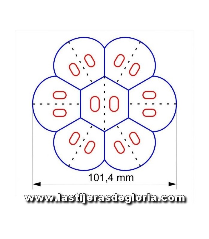 Plantillas reutilizables Plantilla Flower Garden 19mm 12 pétalos + 2 hexágonos