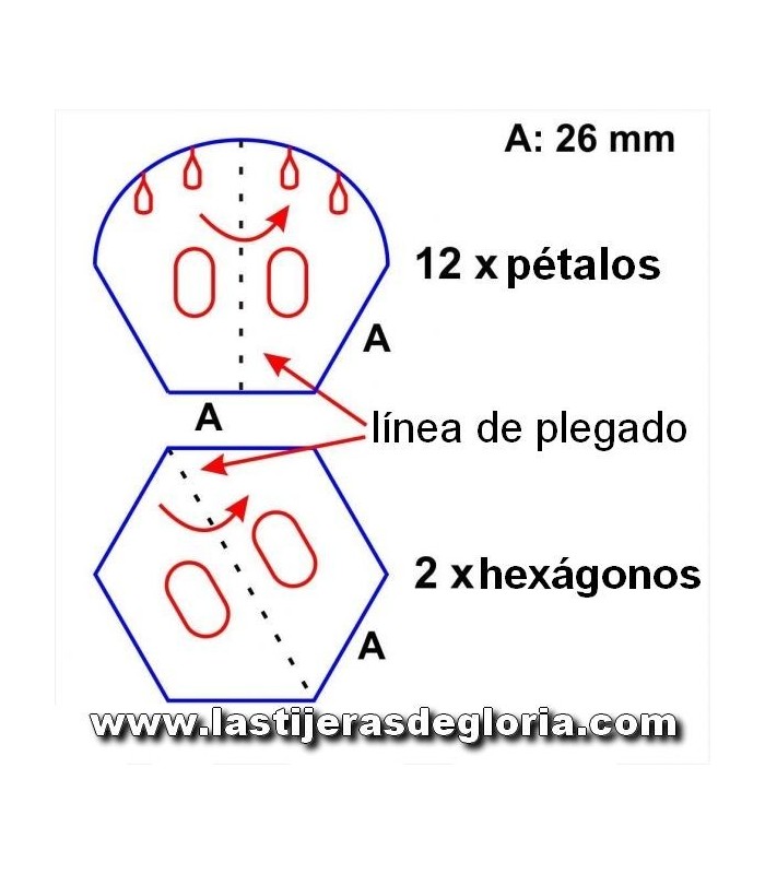 Plantillas reutilizables Plantilla Flower Garden 26 mm 12 pétalos + 2 hexágonos