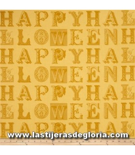 Halloween Tela letras sobre dorado colección "Sew Scary" de Quilting Treasures