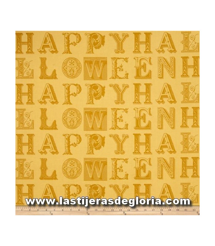 Halloween Tela letras sobre dorado colección "Sew Scary" de Quilting Treasures