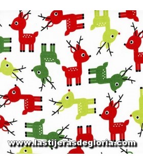 Telas patchwork de Navidad Tela Navidad Renos colección "Jingle 4" de Robert Kaufman