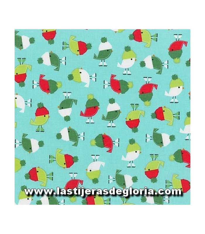 Telas patchwork de Navidad Tela Navidad Pajaritos colección "Jingle 4" de Robert Kaufman