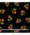 Tela flores individuales sobre negro colección "Catalina" de Maywood Studio