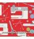 Costura Tela máquinas coser Bernina sobre rojo colección "Sewing Room" de Benartex