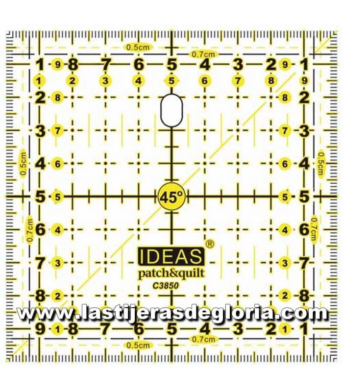 Regla patchwork cuadrada 10 x 10 cm. IDEAS