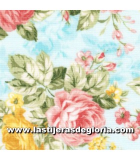 Estampados Tela mariposas y flores sobre azul claro colección "Lady Elizabeth" de Robert Kaufman