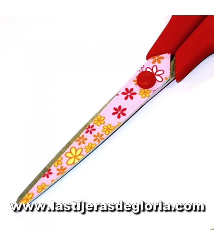 Tijeras Tijera motivos flores mango ergonómico rojo