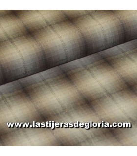 Japonesas-tramadas Tela japonesa tramada cuadros gris-marrón colección Centenary 23rd de Yoko Saito para Lecien
