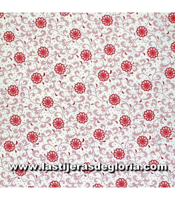 Estampados Tela floral rojo sobre blanco colección Opposites Atract para Paintbrush Studio