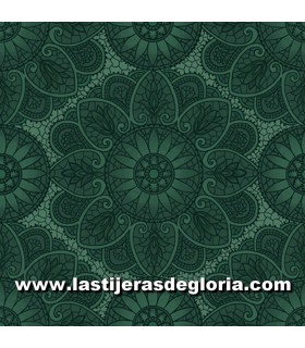 Estampados Tela mandalas sobre azul colección Sage & Sea Glass de Kim Diehl para Henry Glass Fabrics