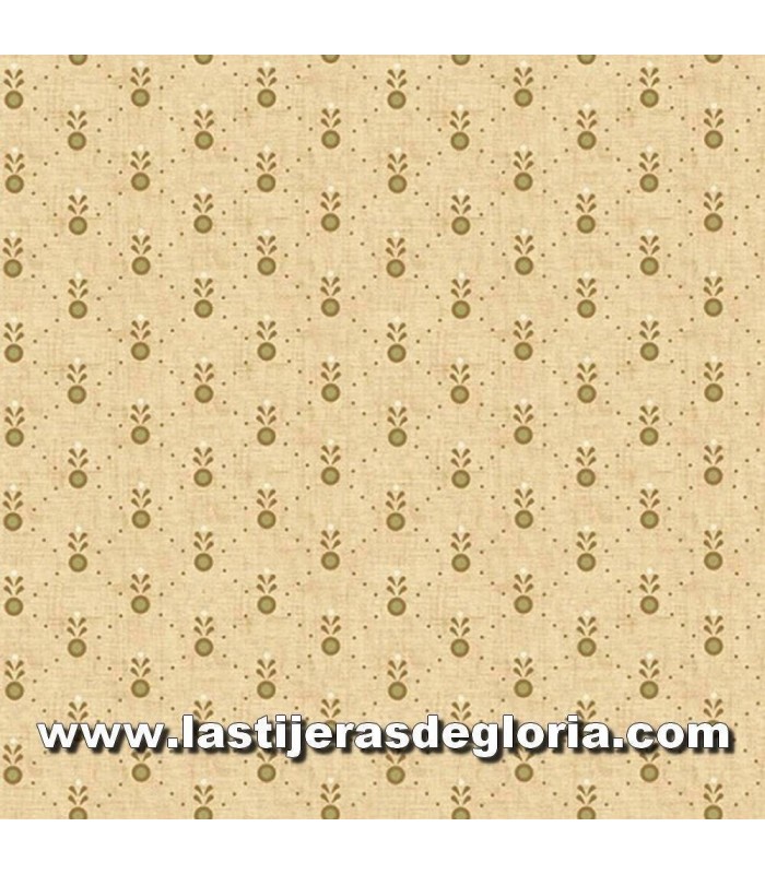 Tono sobre Tono Tela círculos y hojas sobre crema colección Butter Churn Basics de Kim Diehl para Henry Glass