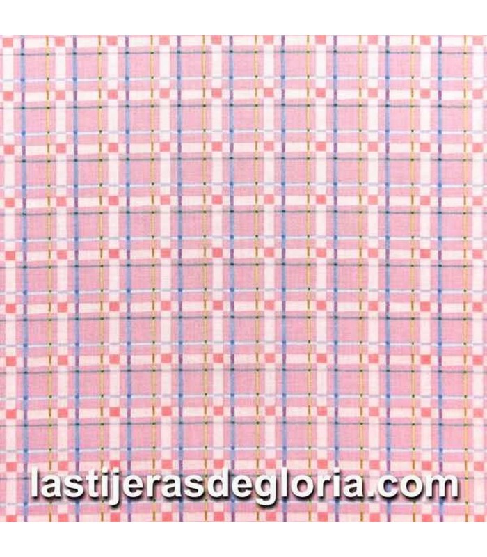 Tela cuadros rosa Infantil Lovely Baby de David Textiles