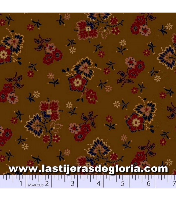 Franela Tela franela floral marrón burdeos colección Maple Lake Flannels de Pam Buda para Marcus Fabrics