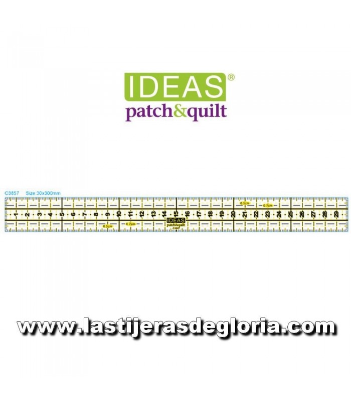 Regla de Patchwork recta de 3 x 30 cm. IDEAS
