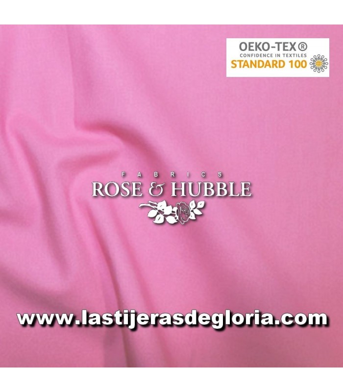 Tela patchwork lisa rosa brillante sólido True Craft Cotton de Rose & Hubble