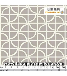 Tela estrellas geométricas sobre gris colección "Cross" de Copenhagen Print Factory