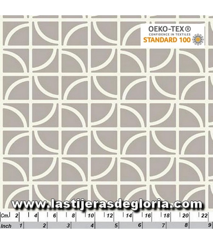 Tela estrellas geométricas sobre gris colección "Cross" de Copenhagen Print Factory