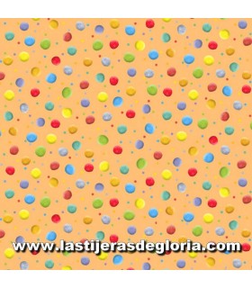 Tela puntos multicolor sobre melón colección Lil' Sunshine de Quilting Treasures