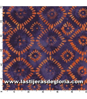 Batiks Tela batik motivos geométricos morado/naranja colección Mango-Tango Java Batiks de Maywood Studio