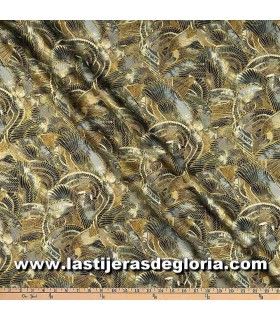 Estampados Tela plumas onyx y dorado colección Treasures of Alexandria de Robert Kaufman