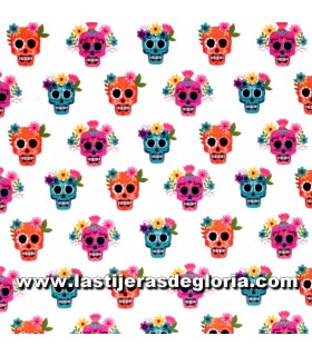 Estampados Tela calaveras multicolor sobre blanco Exclusive Patchwork