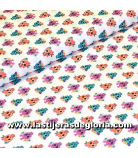 Estampados Tela calaveras multicolor sobre blanco Exclusive Patchwork