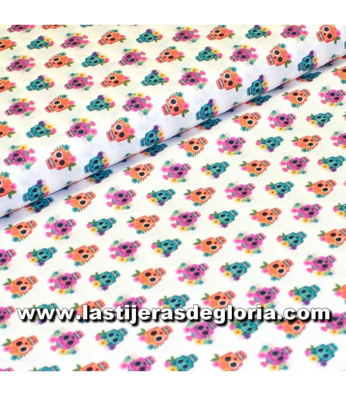 Estampados Tela calaveras multicolor sobre blanco Exclusive Patchwork