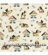 Animales Tela perritos y casitas sobre crema colección Rufus de Indigo Fabrics