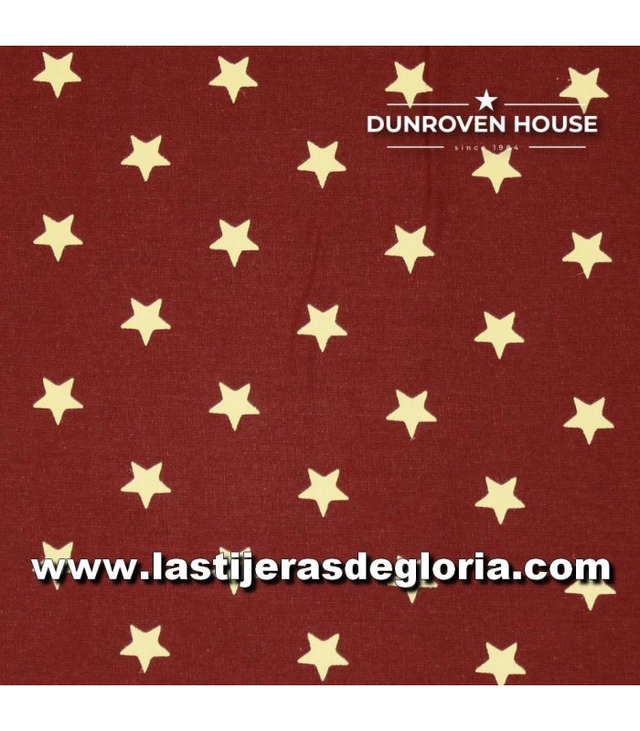 Tela Country estrellas sobre rojo grana colección Homespun Fabric de Dunroven House