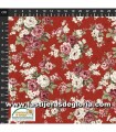 ÚLTIMOS 130 CM. - FINAL DE PIEZA - Tela ramos de flores grandes sobre rojo colección Kelly Roses de Stof Fabrics