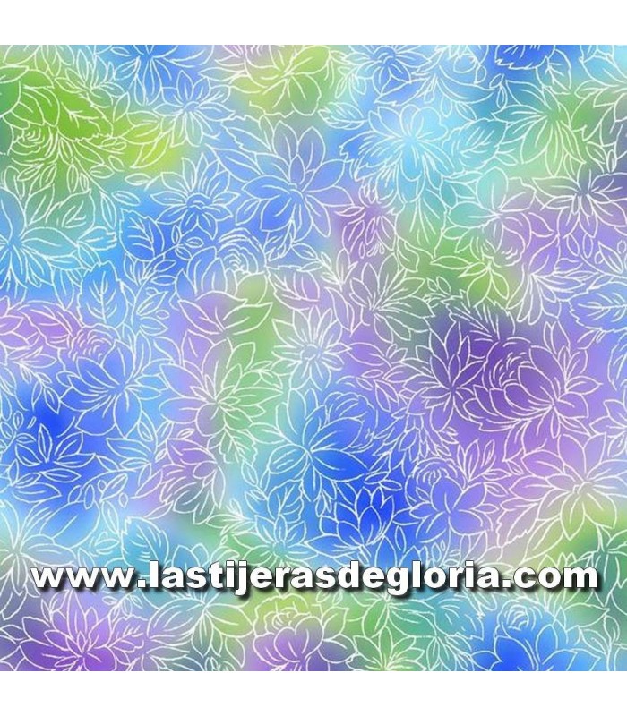 Estampados Tela flores azul multicolor colección Mimosa de Quilting Treasures
