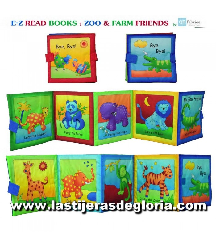 Paneles Panel 90 cm. libros animales zoo y granja Zoo & Farm Friends Book Sew & Go de Quilting Treasures