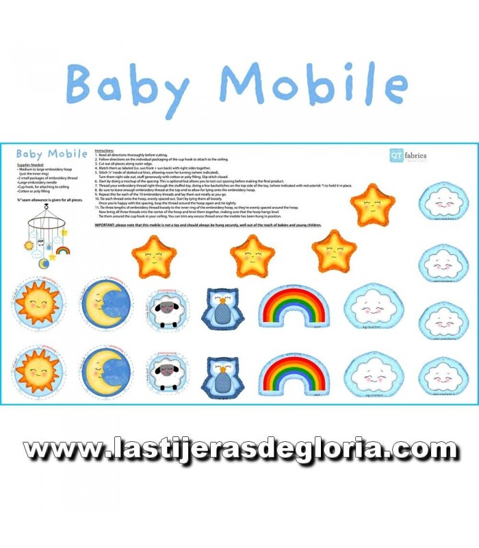 Paneles Panel 60 cm. Carrusel móvil bebé Baby Mobile Sew & Go Quilting Treasures