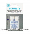 Aguja gemela SCHMETZ Stretch Twin 2.5/75 para tejidos elásticos