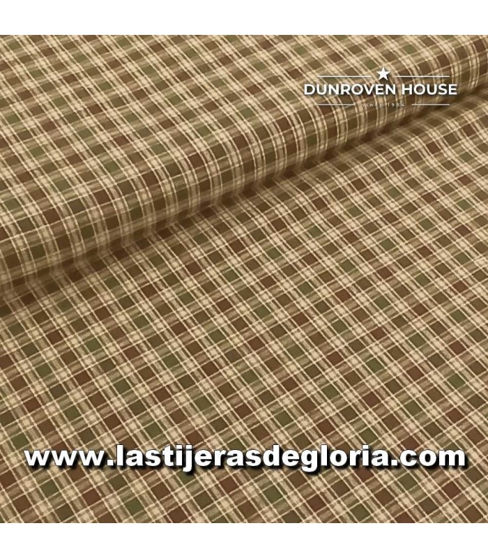 Tela Country cuadros marrón y verde colección Homespun Fabric de Dunroven House