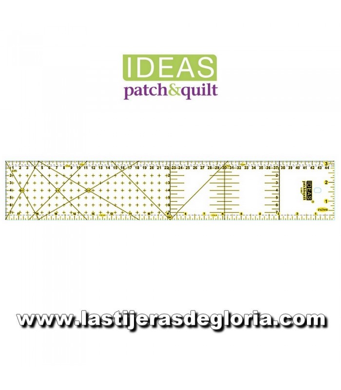 Regla de Patchwork 8 x 45 cm. en centímetros y pulgadas IDEAS