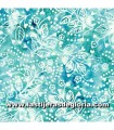 Tela Bejeweled Batiks hojas y flores aqua/blanco de Maywood Studio