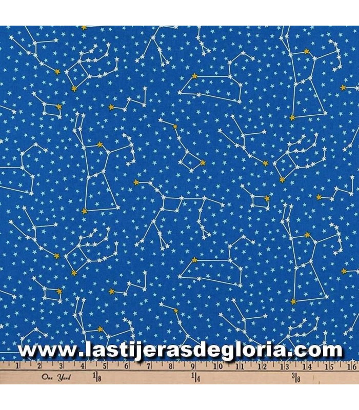 Infantil Tela constelaciones y estrellas sobre azul colección Dino-Sar de Robert Kaufman