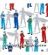 Estampados Tela personal enfermería y medicina sombras sobre blanco colección Frontline Heroes de Robert Kaufman