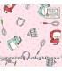 Cocina Tela utensilios cocina vintage sobre rosa colección Hapiness is Homemade de Maywood Studio