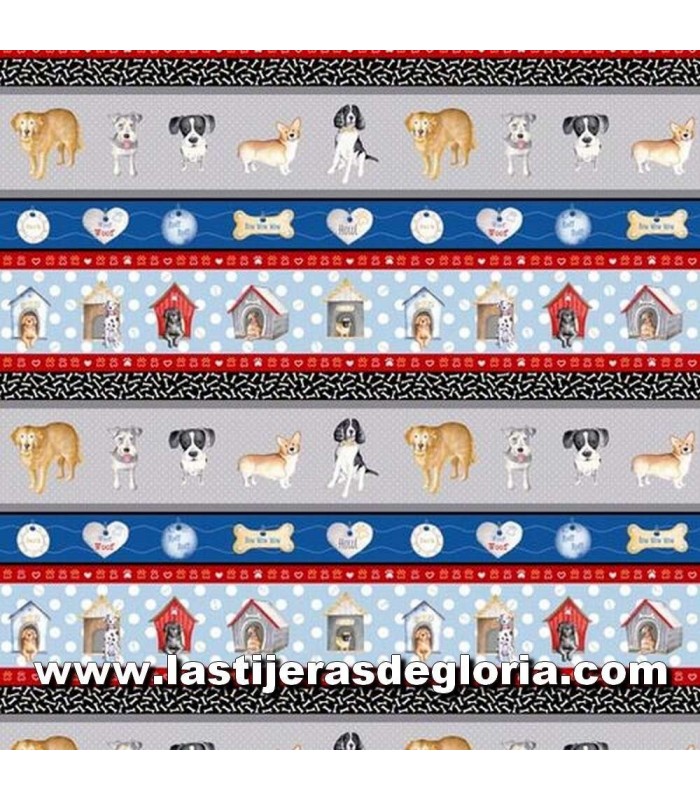 Animales Tela filas perros y accesorios multicolor Think Pawsitive de Benartex