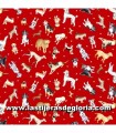 Tela razas perros sobre rojo colección Think Pawsitive de Benartex