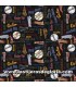 Infantil Tela vocablos Beisbol sobre negro colección "Grand Slam" de Quilting Treasures