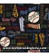 Infantil Tela vocablos Beisbol sobre negro colección "Grand Slam" de Quilting Treasures