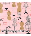 Tela rosa maniquís costura vintage colección "Sewing Studio" de Robert Kaufman