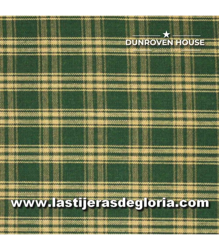 Tela Country cuadros y rayas verde colección Homespun Fabric de Dunroven House