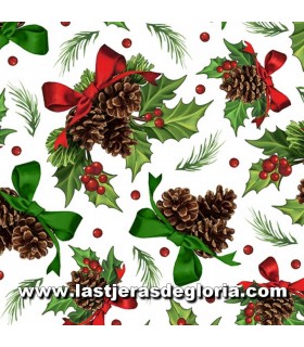 Telas patchwork de Navidad Tela Navidad flor poinsettia sobre crema colección Yuletide de VIP by Cranston
