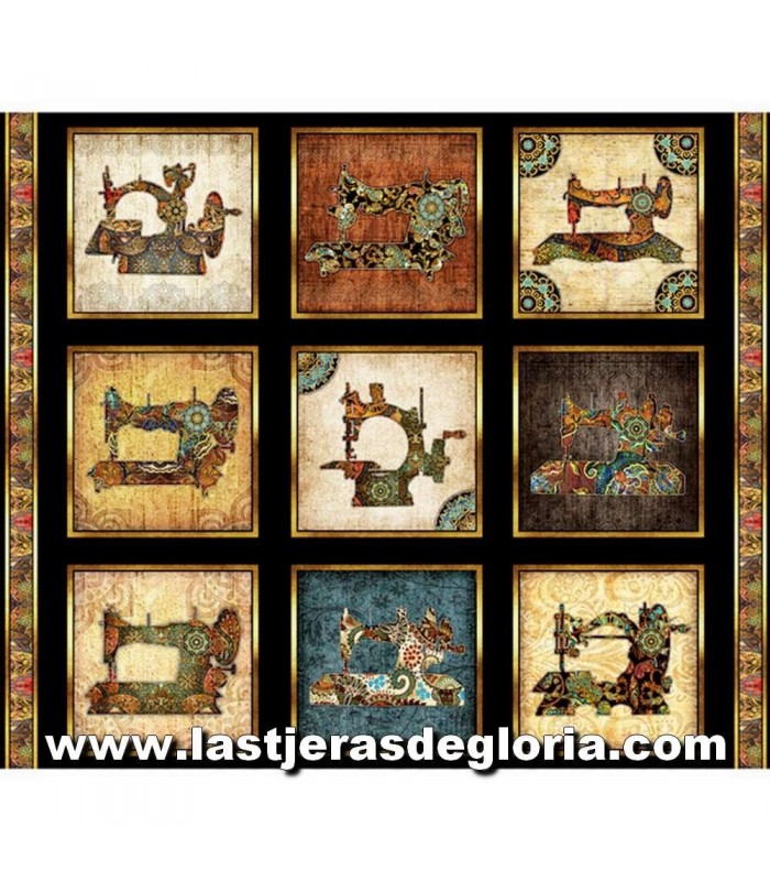 Costura Panel 90 cm. máquinas de coser vintage colección Sew Lovely de Quilting Treasures