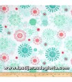 Tela Navidad copos nieve verde-rojo sobre blanco de Studio E Fabrics