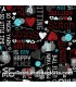 Costura Tela frases y motivos tejidos sobre negro colección All You Knit is Love de Kanvas Studio Fabrics